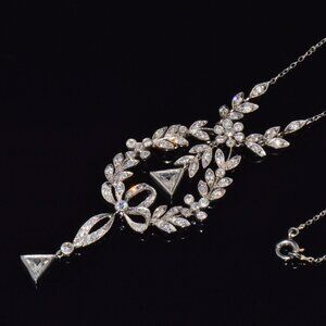 Estate Belle Epoque Edwardian Natural 2.44Cts Diamond Platinum Necklace